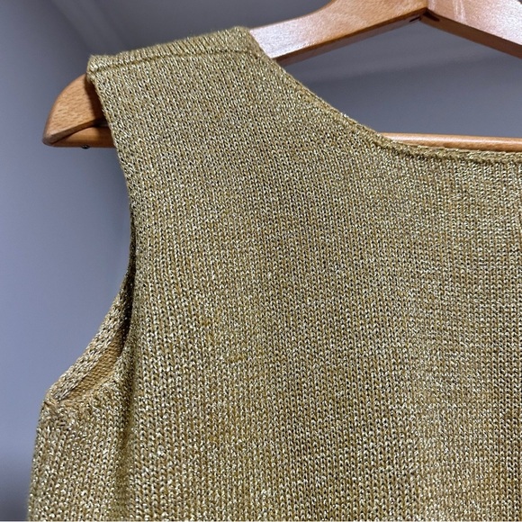 Vintage Fia Italia Handloomed Gold Metallic Sweater Vest Women’s Sz Small Preppy - Picture 10 of 14